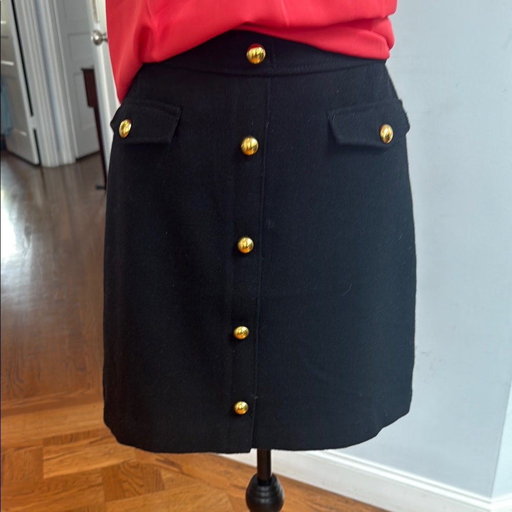 LOFT Black and Gold Knee-Length Pencil Skirt